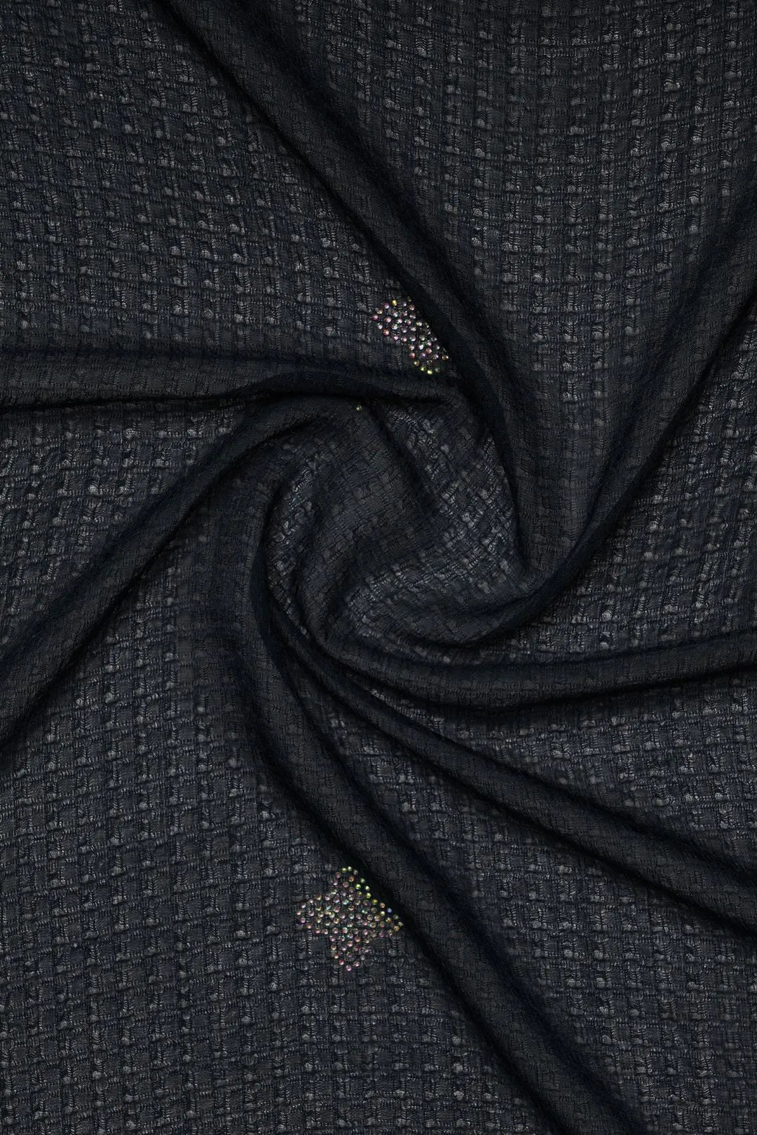 Black Textured Stole with Discreet Motifs - غاجي والا إكسبورت Gajiwala Export