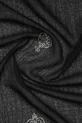 Black Textured Stole with Silver Rhinestone Crown Motifs - غاجي والا إكسبورت Gajiwala Export