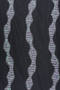 Black Wavy Stripe Sequin Embroidery Fabric - غاجي والا إكسبورت Gajiwala Export