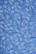 Blue Brasso with All - Over Silver Trailing Leaf Motif - غاجي والا إكسبورت Gajiwala Export