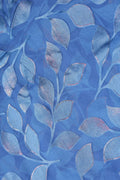 Blue Brasso with All - Over Silver Trailing Leaf Motif - غاجي والا إكسبورت Gajiwala Export