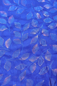 Blue Brasso Fabric with Copper Trailing Leaf Motif - غاجي والا إكسبورت Gajiwala Export