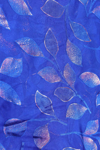 Blue Brasso Fabric with Copper Trailing Leaf Motif - غاجي والا إكسبورت Gajiwala Export