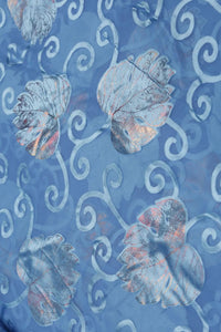 Blue Brasso Fabric with Shimmering Silver-Rose Gold Foil Leaves- غاجي والا إكسبورت Gajiwala Export