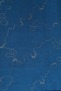 Blue Fabric with Outline Map Sequin Detail - غاجي والا إكسبورت Gajiwala Export