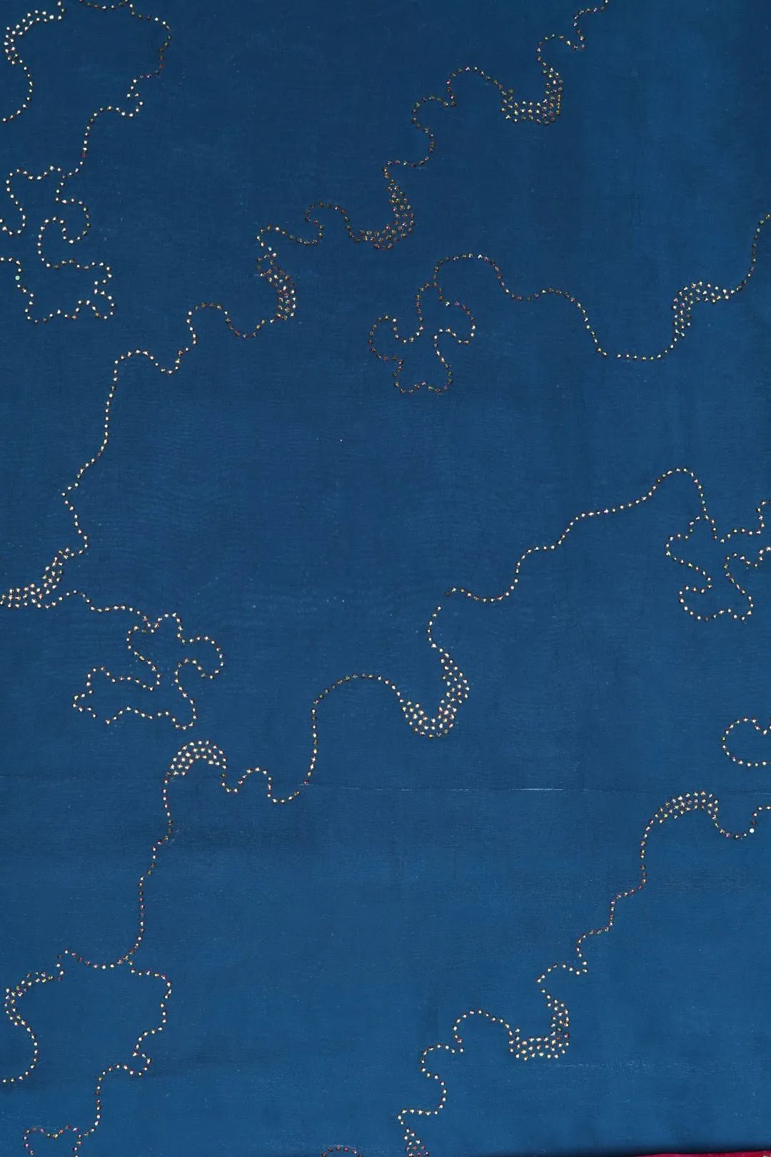 Blue Fabric with Outline Map Sequin Detail - غاجي والا إكسبورت Gajiwala Export