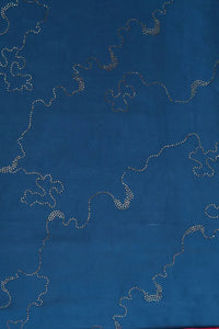 Blue Fabric with Outline Map Sequin Detail - غاجي والا إكسبورت Gajiwala Export