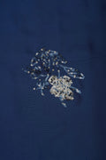 Blue Fabric with Silver Sequin Floral Motif - غاجي والا إكسبورت Gajiwala Export