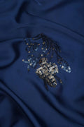 Blue Fabric with Silver Sequin Floral Motif - غاجي والا إكسبورت Gajiwala Export