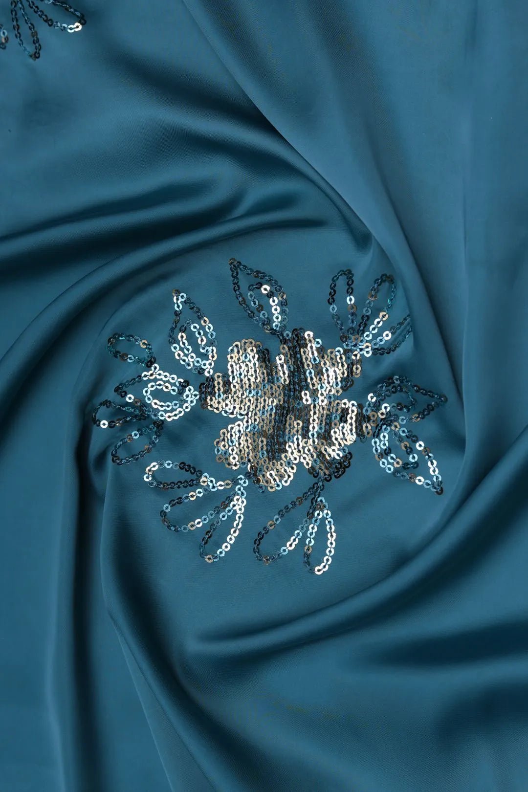 Blue Spangle Sequins Embroidery Work Fabric - غاجي والا إكسبورت Gajiwala Export