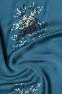 Blue Spangle Sequins Embroidery Work Fabric - غاجي والا إكسبورت Gajiwala Export