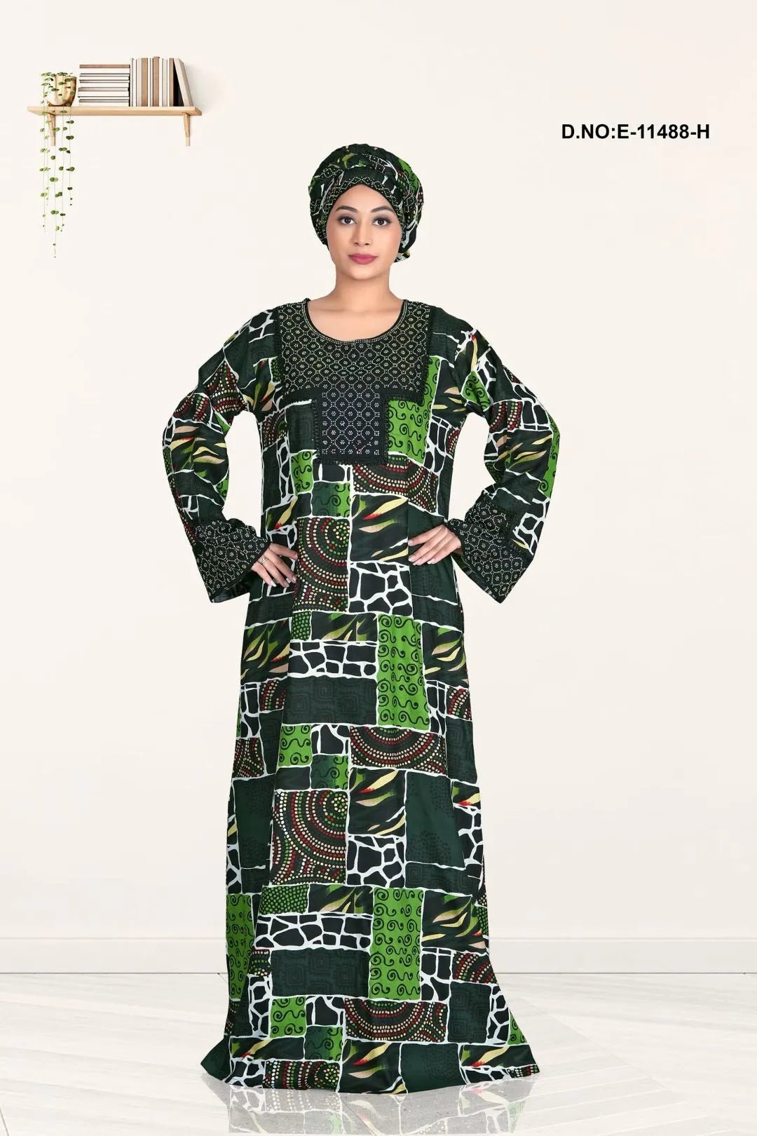 Ethnic Multicolor printed maxi kaftan dress for women - غاجي والا إكسبورت Gajiwala Export
