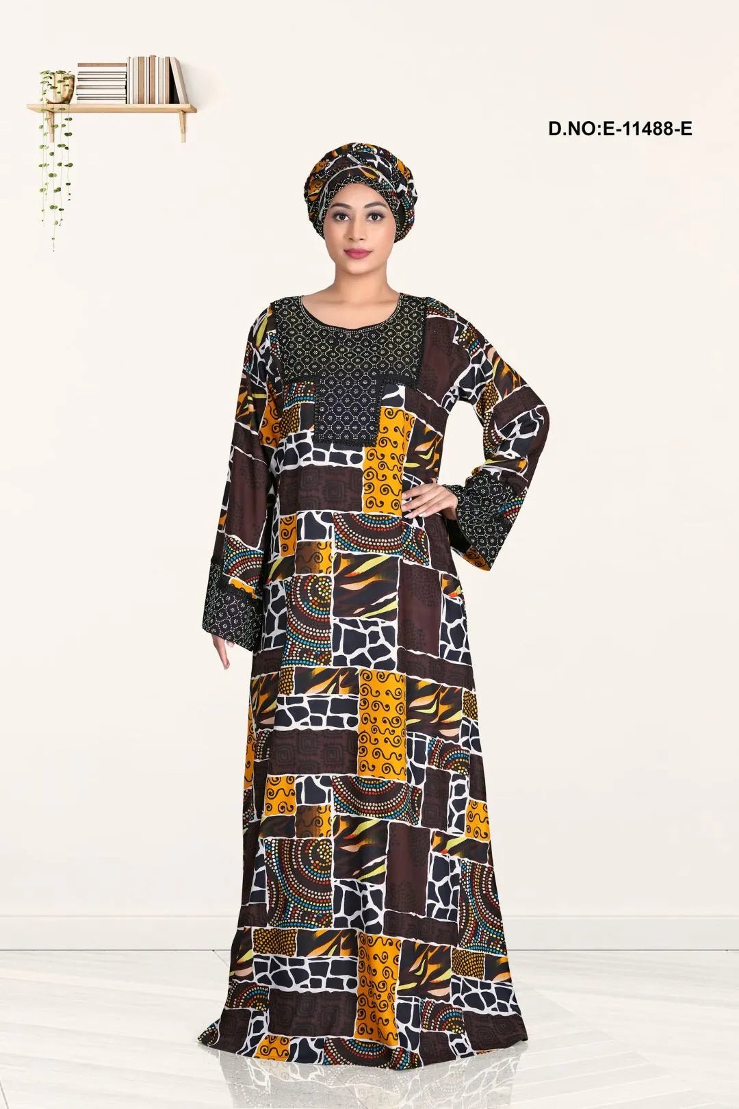 Ethnic Multicolor printed maxi kaftan dress for women - غاجي والا إكسبورت Gajiwala Export