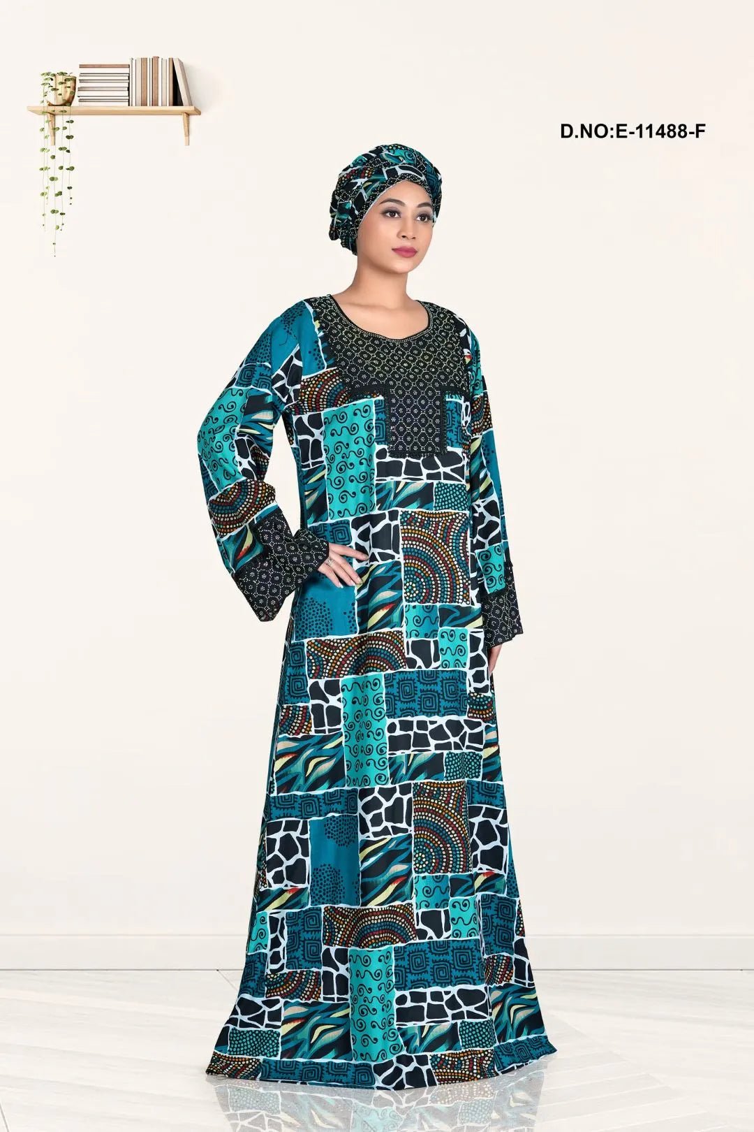 Ethnic Multicolor printed maxi kaftan dress for women - غاجي والا إكسبورت Gajiwala Export