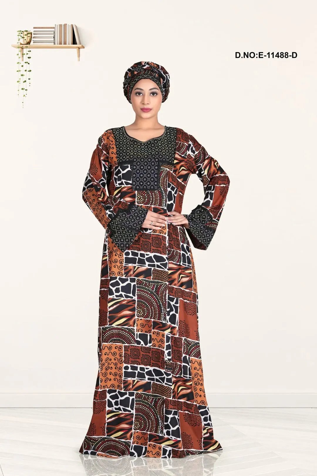 Ethnic Multicolor printed maxi kaftan dress for women - غاجي والا إكسبورت Gajiwala Export