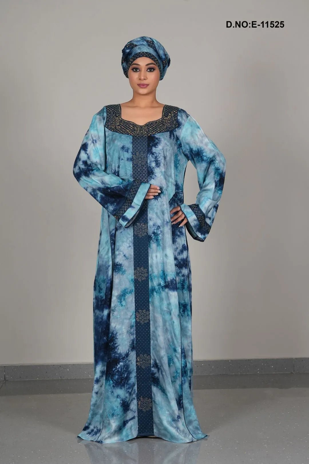 Bohemian Tie - Dye Kaftan with Gilded Panel Accents - غاجي والا إكسبورت Gajiwala Export