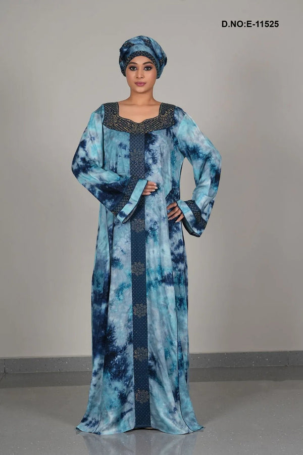Bohemian Tie - Dye Kaftan with Gilded Panel Accents - غاجي والا إكسبورت Gajiwala Export