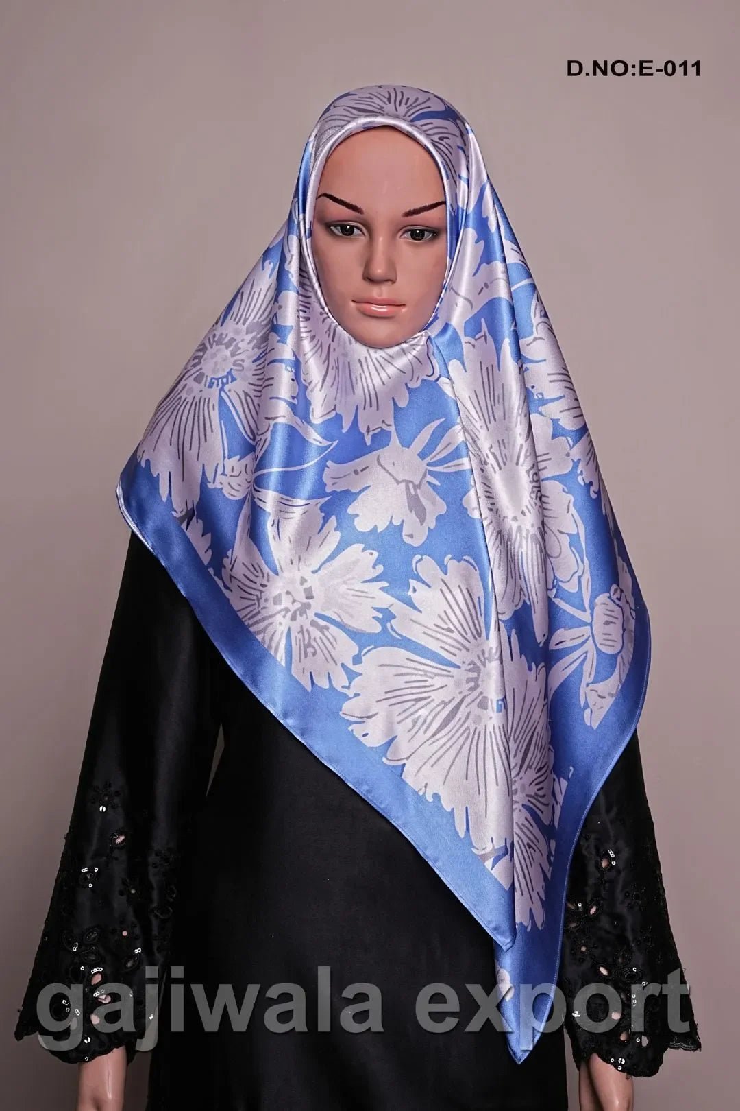 Blue Coloured Satin Silk Scarf for Women - غاجي والا إكسبورت Gajiwala Export
