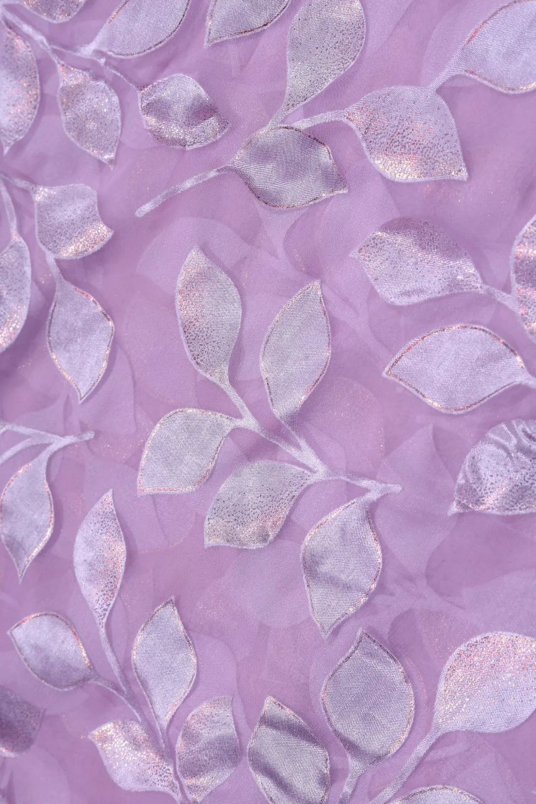 Brasso fabric with All - Over Silver Trailing Leaf Motif - غاجي والا إكسبورت Gajiwala Export