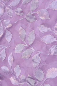 Brasso fabric with All - Over Silver Trailing Leaf Motif - غاجي والا إكسبورت Gajiwala Export