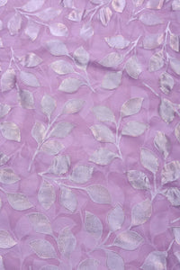 Brasso fabric with All - Over Silver Trailing Leaf Motif - غاجي والا إكسبورت Gajiwala Export