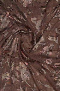 Brasso Fabric with Antique Copper and Brown Floral Foil - غاجي والا إكسبورت Gajiwala Export