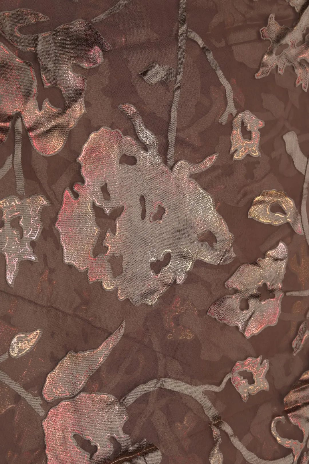 Brasso Fabric with Antique Copper and Brown Floral Foil - غاجي والا إكسبورت Gajiwala Export