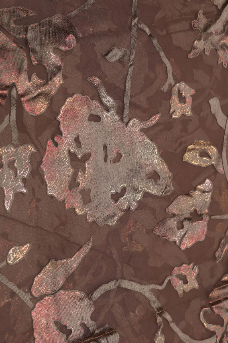 Brasso Fabric with Antique Copper and Brown Floral Foil - غاجي والا إكسبورت Gajiwala Export