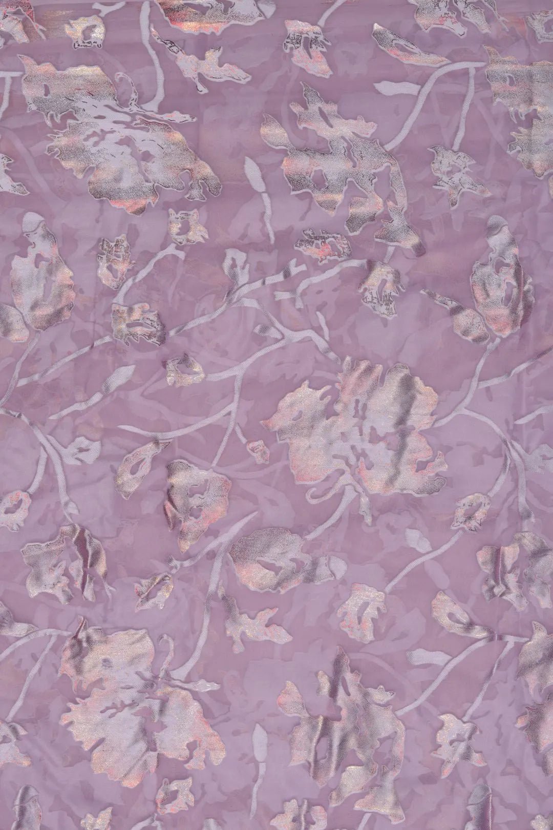 Brasso Fabric with Blended Purple Gold Floral Foil - غاجي والا إكسبورت Gajiwala Export