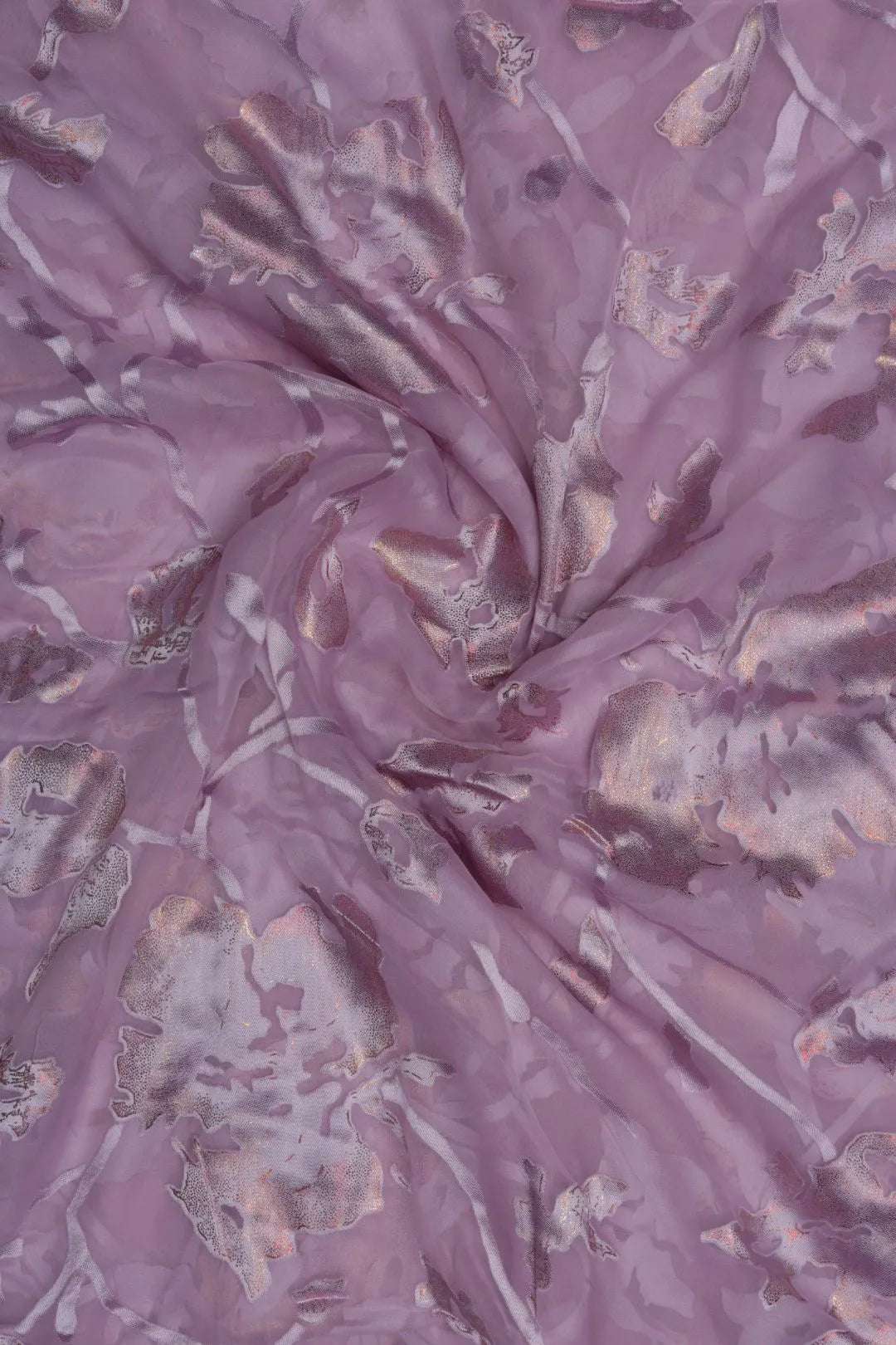 Brasso Fabric with Blended Purple Gold Floral Foil - غاجي والا إكسبورت Gajiwala Export
