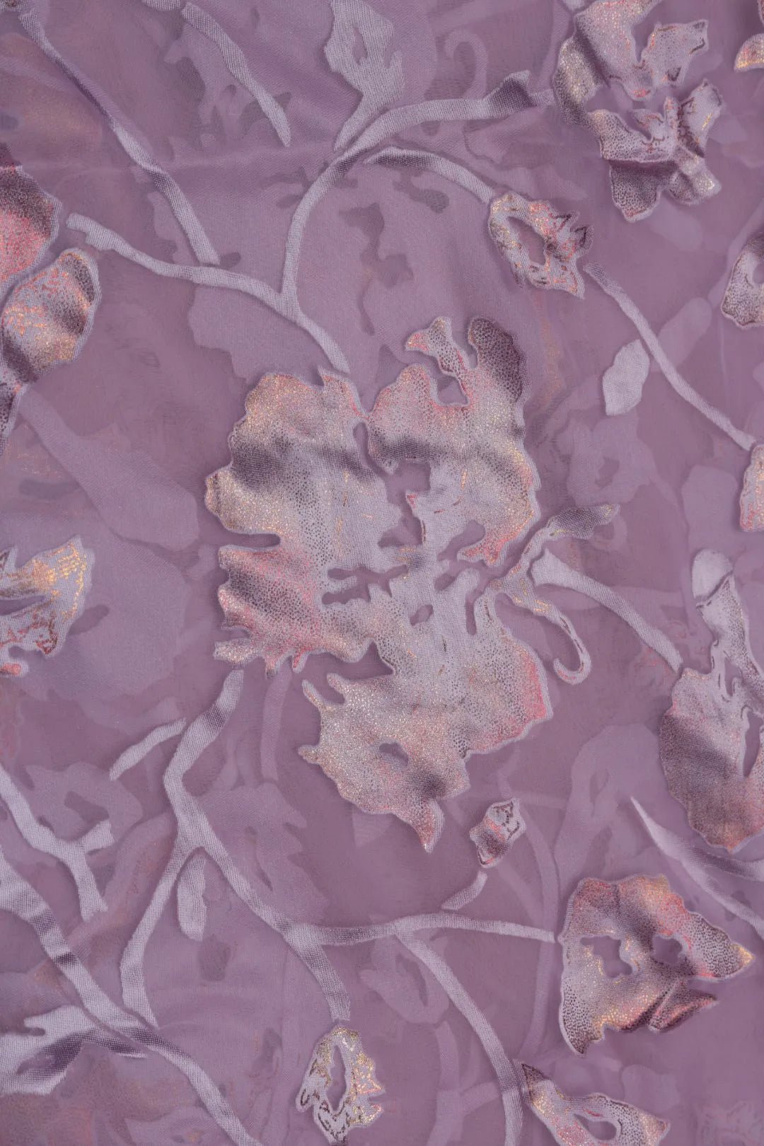 Brasso Fabric with Blended Purple Gold Floral Foil - غاجي والا إكسبورت Gajiwala Export