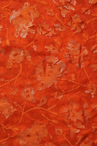Brasso fabric  with Bright Copper - Orange Floral Foil - غاجي والا إكسبورت Gajiwala Export