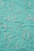 Brasso fabric with Brilliant Silver and Sea Green Floral Foil - غاجي والا إكسبورت Gajiwala Export