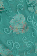 Brasso fabric with Shimmering Copper - Teal Foil Leaves - غاجي والا إكسبورت Gajiwala Export