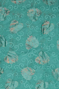 Brasso fabric with Shimmering Copper - Teal Foil Leaves - غاجي والا إكسبورت Gajiwala Export