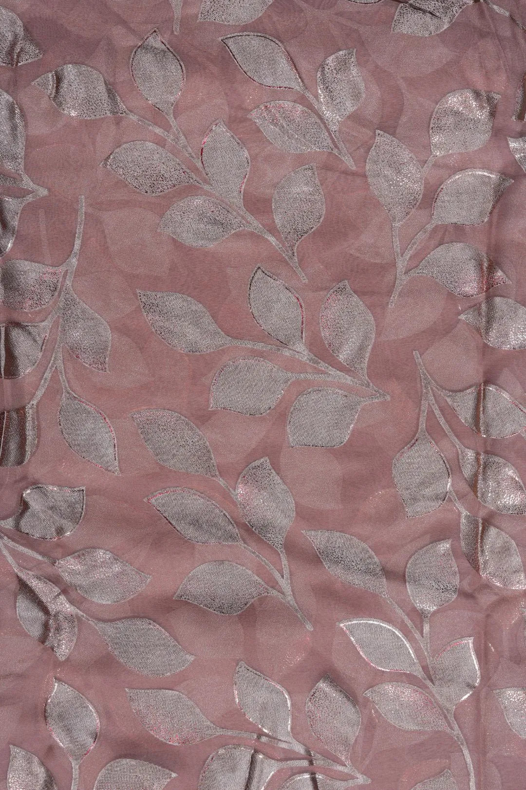 Brown Brasso with Shimmering Silver Leaf Motif - غاجي والا إكسبورت Gajiwala Export