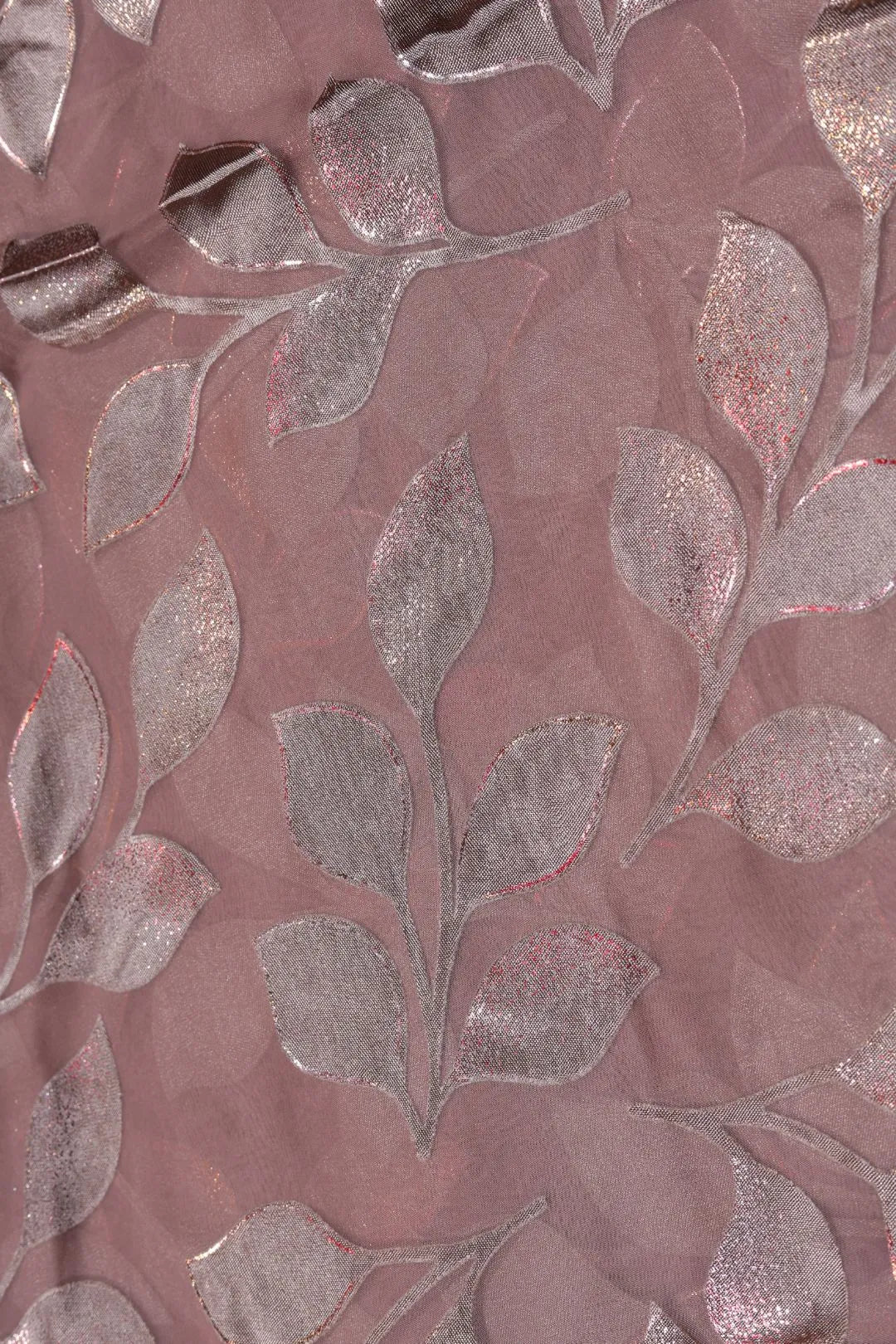 Brown Brasso with Shimmering Silver Leaf Motif - غاجي والا إكسبورت Gajiwala Export