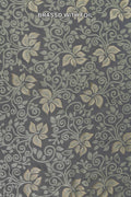Charcoal Devoré Vine and Floral with Gold Accents fabric - غاجي والا إكسبورت Gajiwala Export