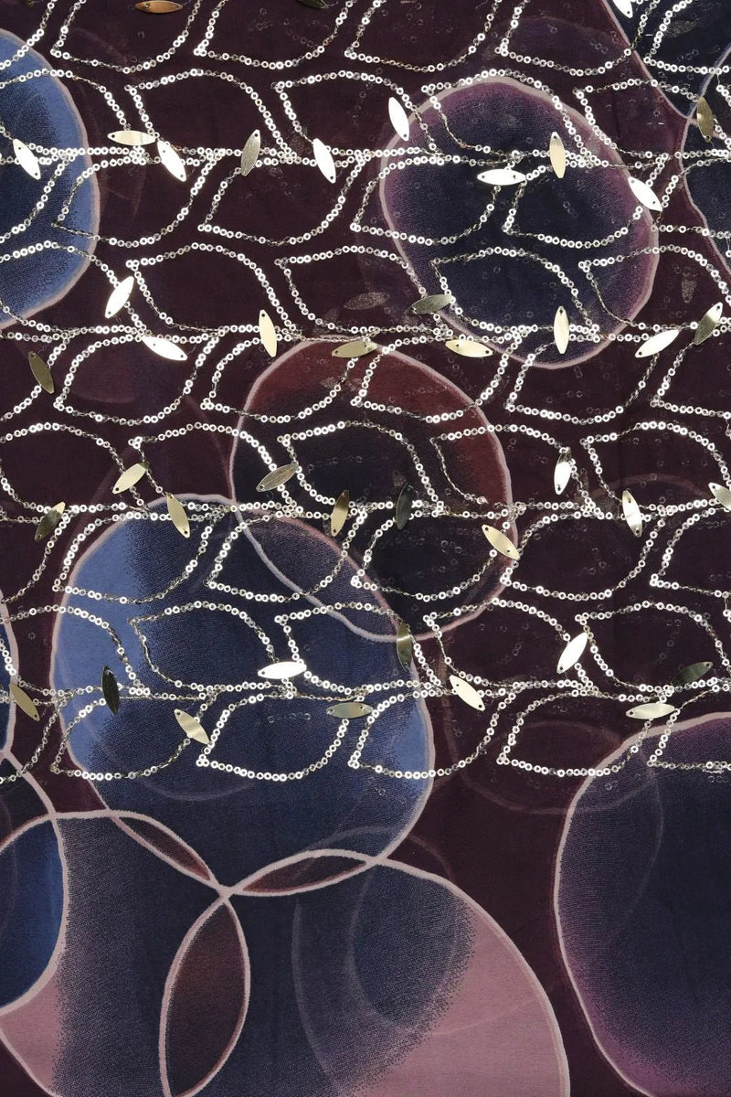 Circle Print Viscose with Sequin Chain Embellishment - غاجي والا إكسبورت Gajiwala Export