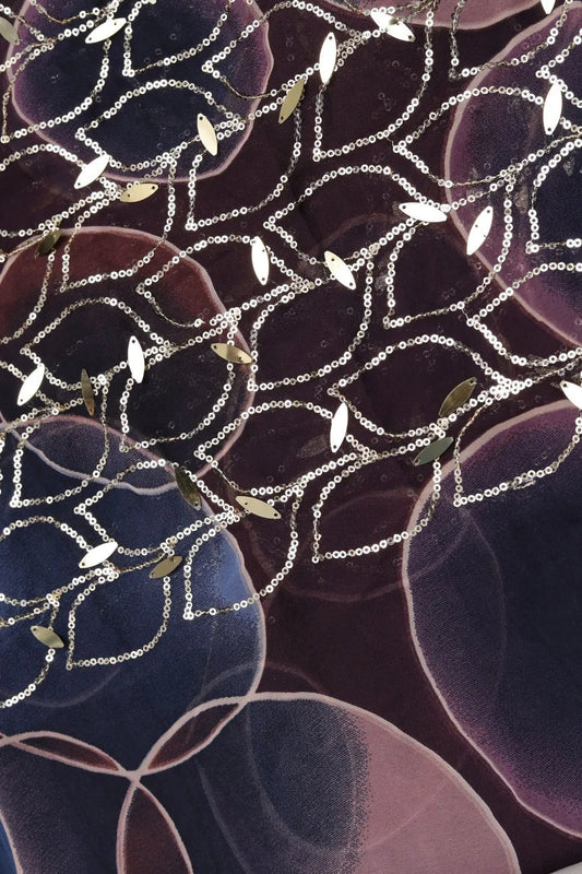 Circle Print Viscose with Sequin Chain Embellishment - غاجي والا إكسبورت Gajiwala Export