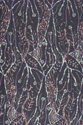 Black Mesh Fabric with Floral Beaded Vine Embroidery - غاجي والا إكسبورت Gajiwala Export
