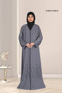 Abaya For Women with Abstract Wave Beading - غاجي والا إكسبورت Gajiwala Export