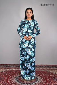 Contemporary Floral Print Tunic Baju Kurung Set - غاجي والا إكسبورت Gajiwala Export