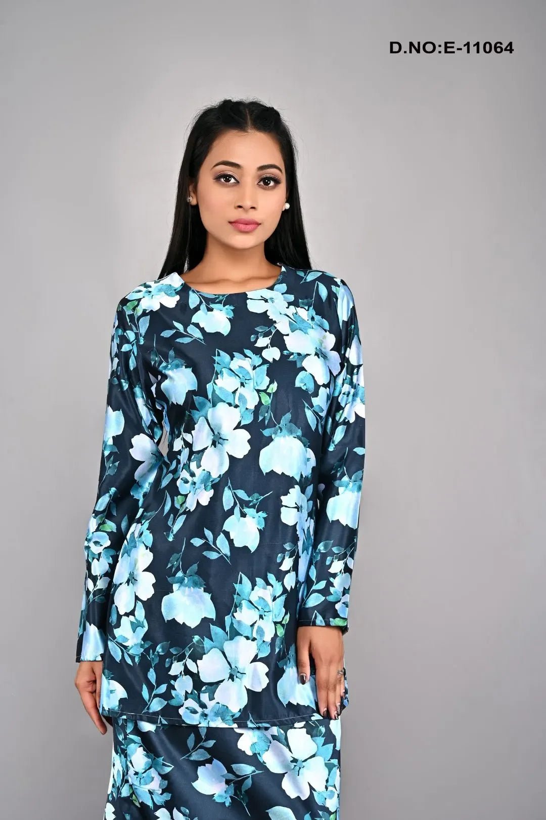 Contemporary Floral Print Tunic Baju Kurung Set - غاجي والا إكسبورت Gajiwala Export