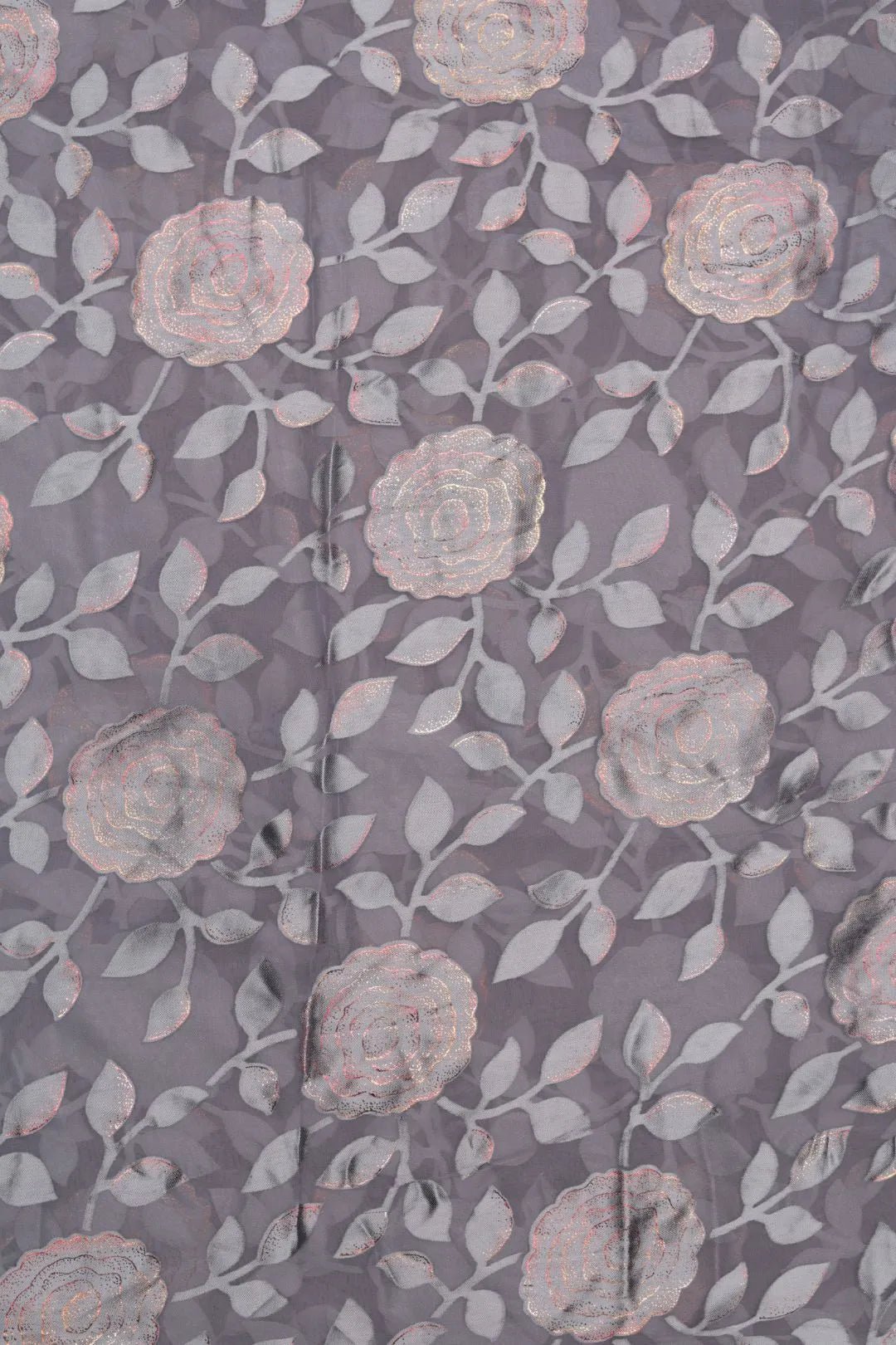 Cool Tonal Metallic Floral Brasso Fabric - غاجي والا إكسبورت Gajiwala Export
