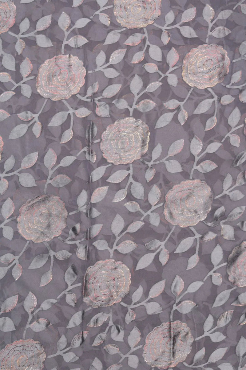 Cool Tonal Metallic Floral Brasso Fabric - غاجي والا إكسبورت Gajiwala Export