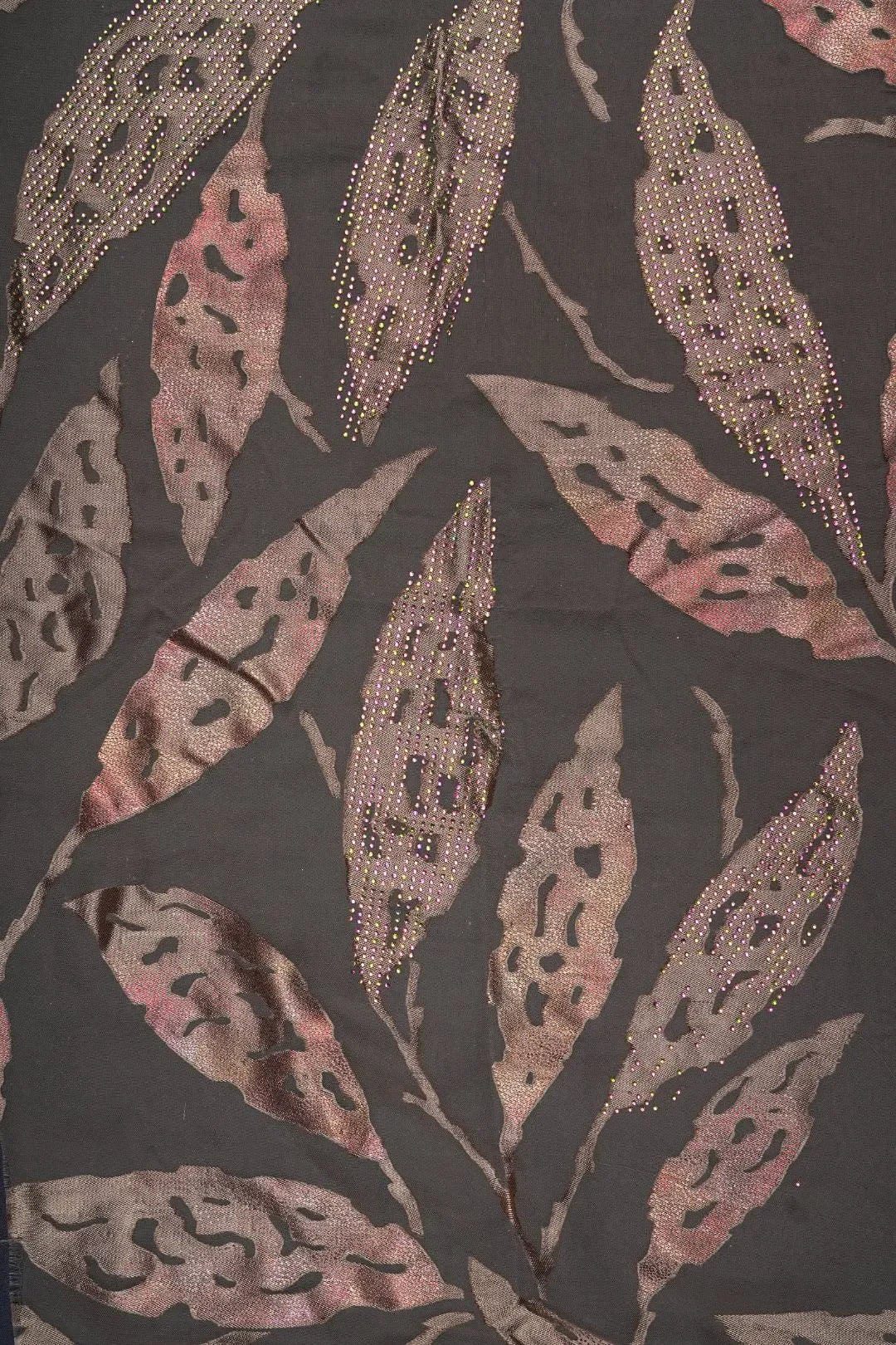 Copper Abstract Mesh Fabric with Iridescent Crystals - غاجي والا إكسبورت Gajiwala Export