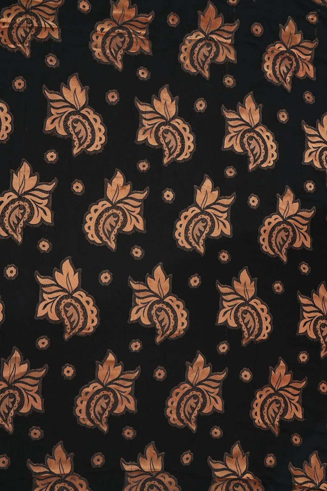 Copper Paisley on Midnight Black Jacquard Fabric - غاجي والا إكسبورت Gajiwala Export