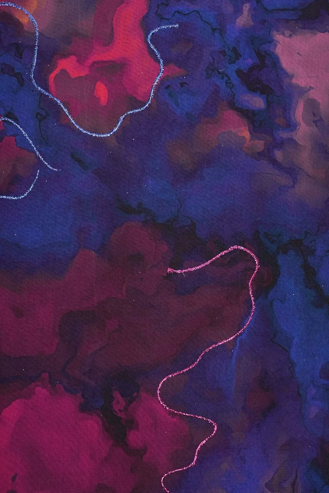 Cosmic Print Viscose with Glittering Serpentine Tracing - غاجي والا إكسبورت Gajiwala Export