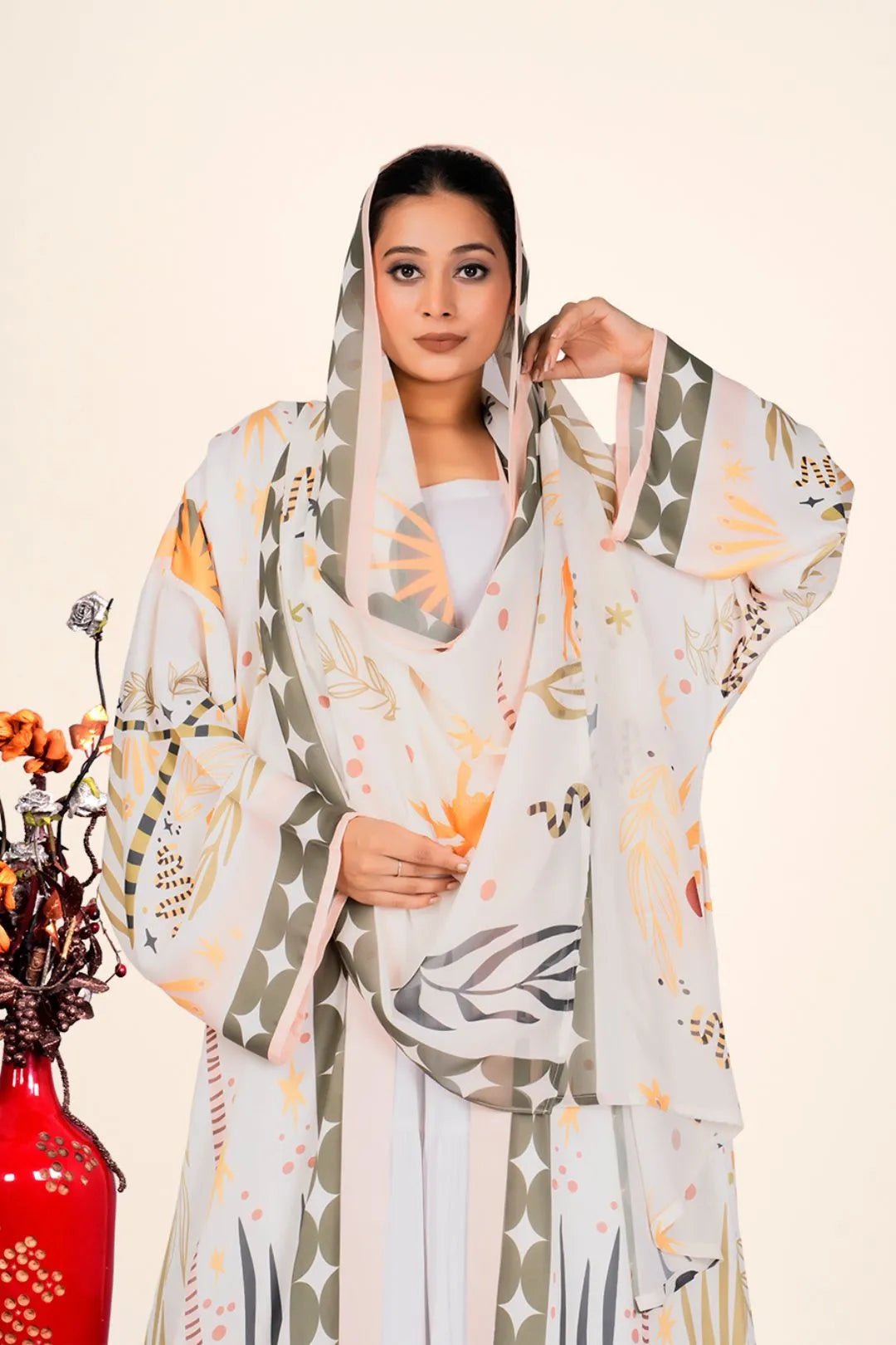 Crepe Shrug with Weightless Georgette Geometry Dupatta - غاجي والا إكسبورت Gajiwala Export